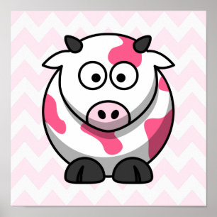 Rosa-weiße Kuh mit Chevron-Muster Poster