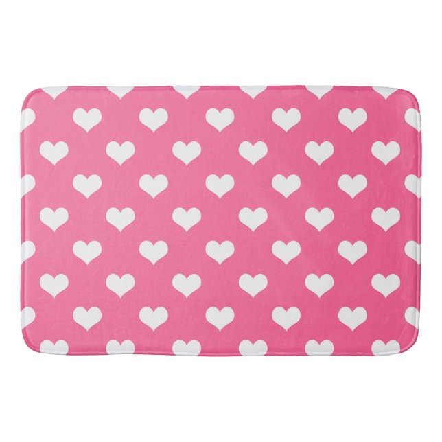 Rosa Weiße Liebe Herzdesign Badematte (Vorderseite)