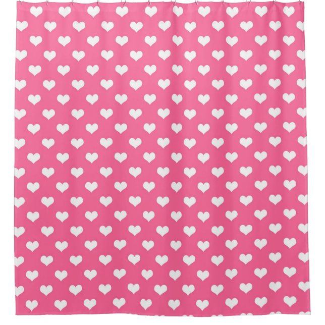 Rosa Weiße Liebe Herzdesign Duschvorhang (Vorderseite)