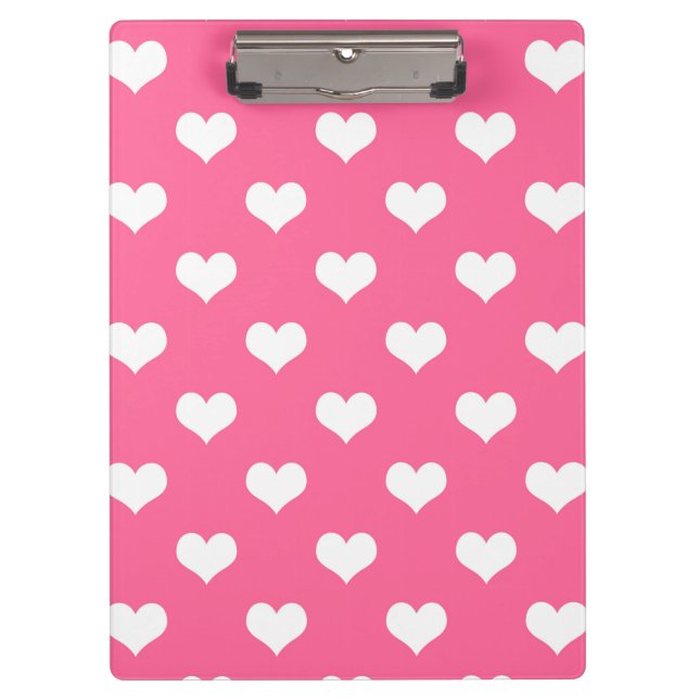 Rosa Weiße Liebe Herzdesign Klemmbrett (Vorderseite)