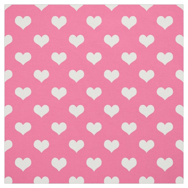 Rosa Weiße Liebe Herzdesign Stoff (Muster)