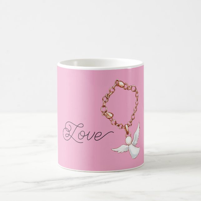 Rosa Weiße Liebes Engel Kaffeetasse (Mittel)
