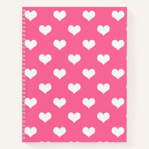 Rosa Weiße Liebevolle Herzdesigns Notizbuch