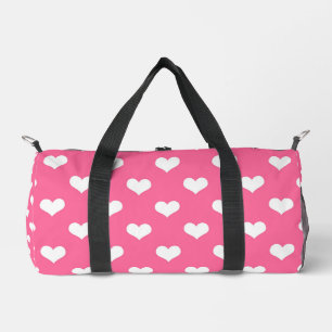 Rosa Weiße Liebevolle Herzen Design Duffle Bag