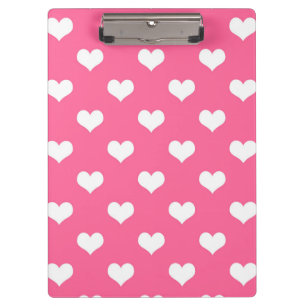 Rosa Weiße Liebevolle Herzen Design Klemmbrett
