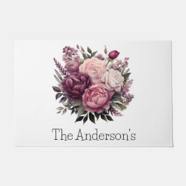 Rosa Weiße Lila Rose Peonies Blume Fußmatte