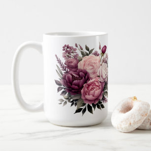Rosa Weiße Lila Rose Peonies Blume Kaffeetasse
