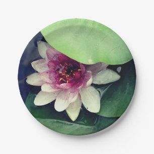 Rosa, Weiße Lilly, Lotus Blume Papierplatte Pappteller