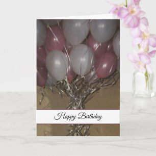 Rosa Weiße Luftballons Geburtstag Karte