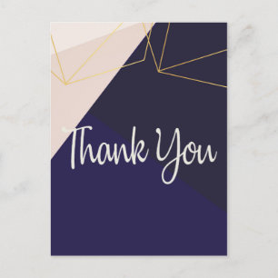 Rosa weiße Marine blau & gold geometrisch Danke Postkarte