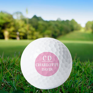 Rosa weiße Monogrammbezeichnung Golfball