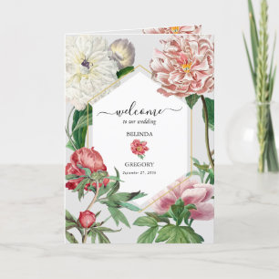 Rosa, weiße Peonies, Hochzeitsorden Programm