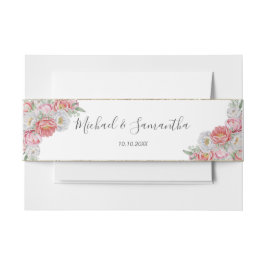 Rosa-weiße Peony-Hochzeit Einladungsbanderole