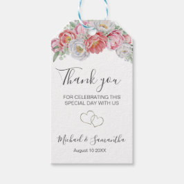 Rosa-weiße Peony-Hochzeit Geschenkanhänger