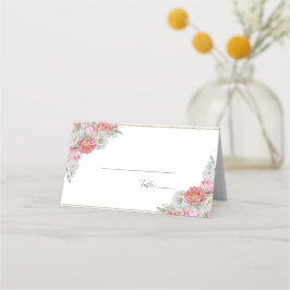 Rosa-weiße Peony-Hochzeit Platzkarte