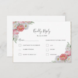 Rosa-weiße Peony-Hochzeit RSVP Karte