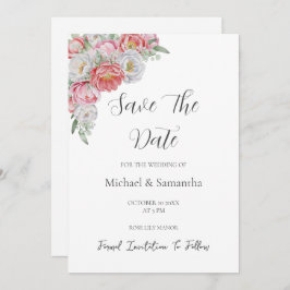 Rosa-weiße Peony-Hochzeit Save The Date
