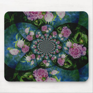 Rosa, weiße Perle, Blumenmandala Mousepad