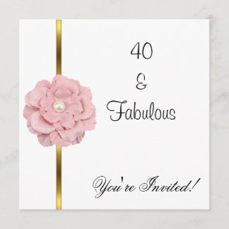 Rosa weiße Perlen-Blume Fabelhaft 40. Geburtstag Einladung