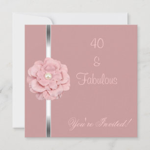 Rosa weiße Perlen-Blumen-Fabelparty zum 40. Einladung