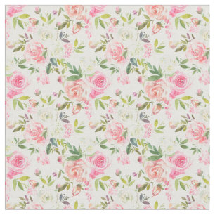 Rosa weiße Pfirsich-Blumenrosen elegante Stoff