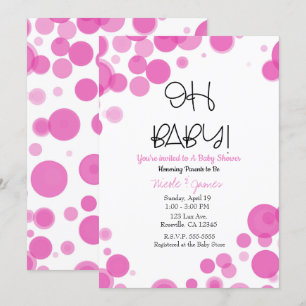 Rosa & Weiße Punkte Blasen OH BABY Party Einladung