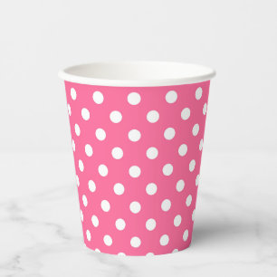 Rosa weiße Punkte-Design Pappbecher