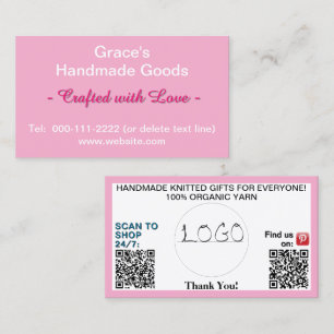 Rosa Weiße QR Codes Logo 3,5 x 2,0 Visitenkarte