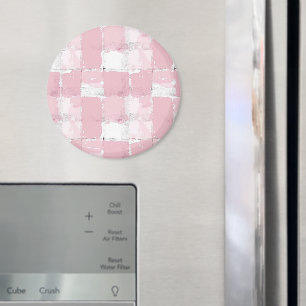 Rosa Weiße Quadrate Magnet