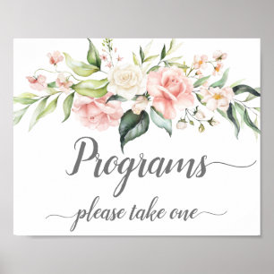 Rosa weiße Rosen Eukalyptus Hochzeitsprogramme Sch Poster