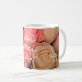 Rosa Weiße Rosen Fröhlicher Muttertag Blumenstrauß Kaffeetasse