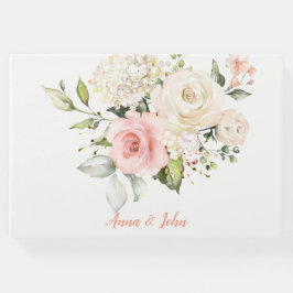 Rosa Weiße Rosen Weiße Hydrangeas Grüne Hochzeit Gästebuch