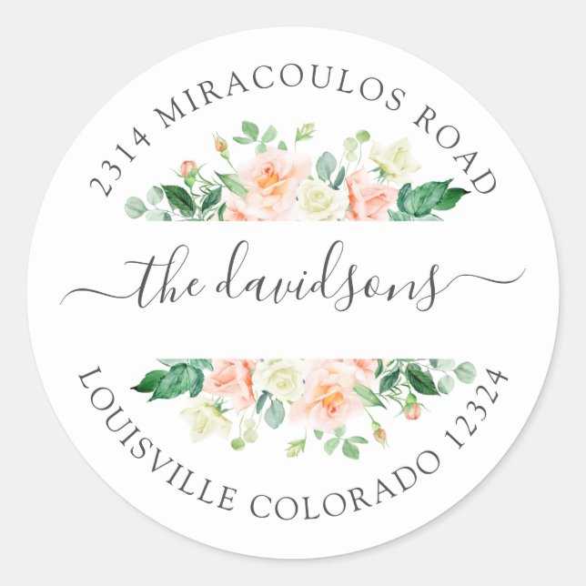 Rosa Weiße Rücksendeadresse Umschlag Aufkleber (Vorderseite)