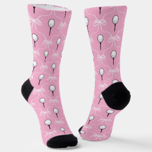 Rosa-weiße Schleifen-Golfball-Muster im Preppy-Sti Socken