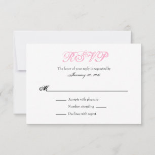 Rosa weiße Schlichte RSVP-Karten für Hochzeiten RSVP Karte