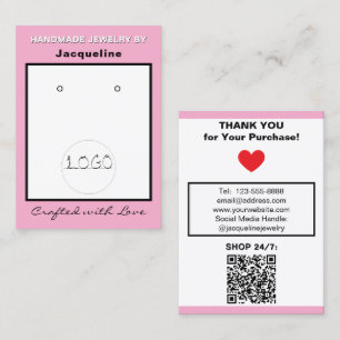 Rosa Weiße Schmuck Ohrringe Logo QR Code Visitenkarte