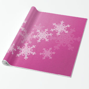 Rosa weiße Schneeflocken Minimalistische Weihnacht Geschenkpapier