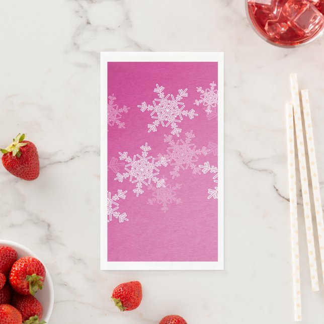Rosa weiße Schneeflocken Minimalistische Weihnacht Serviette (Beispiel)