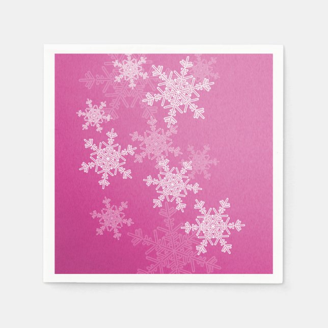 Rosa weiße Schneeflocken Minimalistische Weihnacht Serviette (Vorderseite)