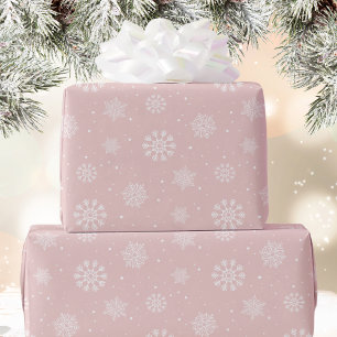 Rosa weiße Schneeflocken Muster Weihnachten Geschenkpapier