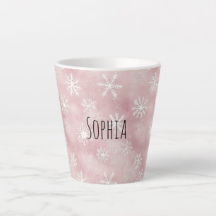 Rosa weiße Schneeflocken Weihnachten Milchtasse