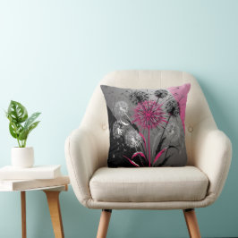 Rosa, Weiße Schwarze Löwenzahn Kissen