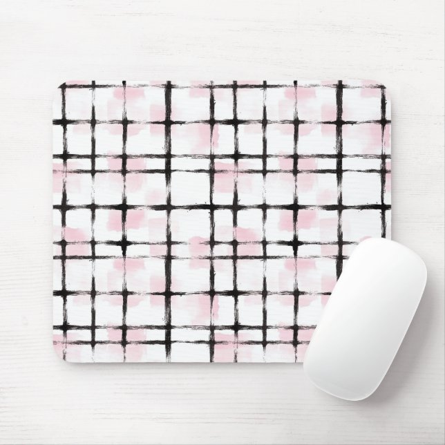 Rosa Weiße Schwarze Streifen Mousepad (Mit Mouse)