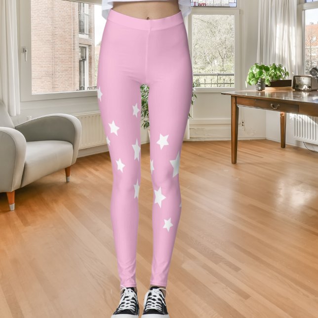 Rosa weiße Sterne Leggings (Von Creator hochgeladen)