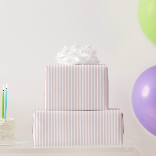 Rosa Weiße Streifen Geburtstag Geschenkpapier (Partygeschenke)