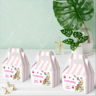 Rosa & Weiße Streifen Happy Birthday Giebel Gesche Geschenkschachtel