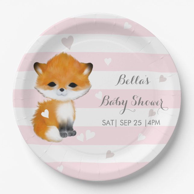 Rosa weiße Streifen Holzfußplatte Pappteller (Vorderseite)