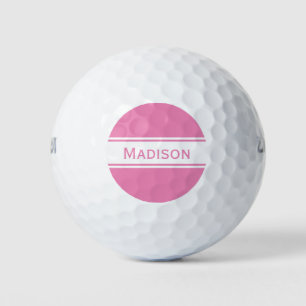 Rosa weiße Streifen Name Monogramm Golfball