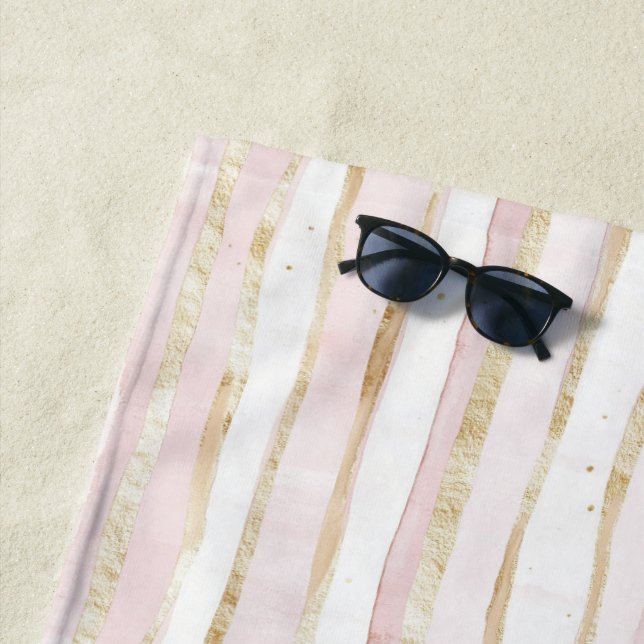 Rosa weiße Streifen Strandtuch (Beispiel)