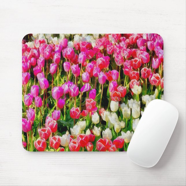 Rosa, weiße Tulpen, vom Vernon Mousepad (Mit Mouse)
